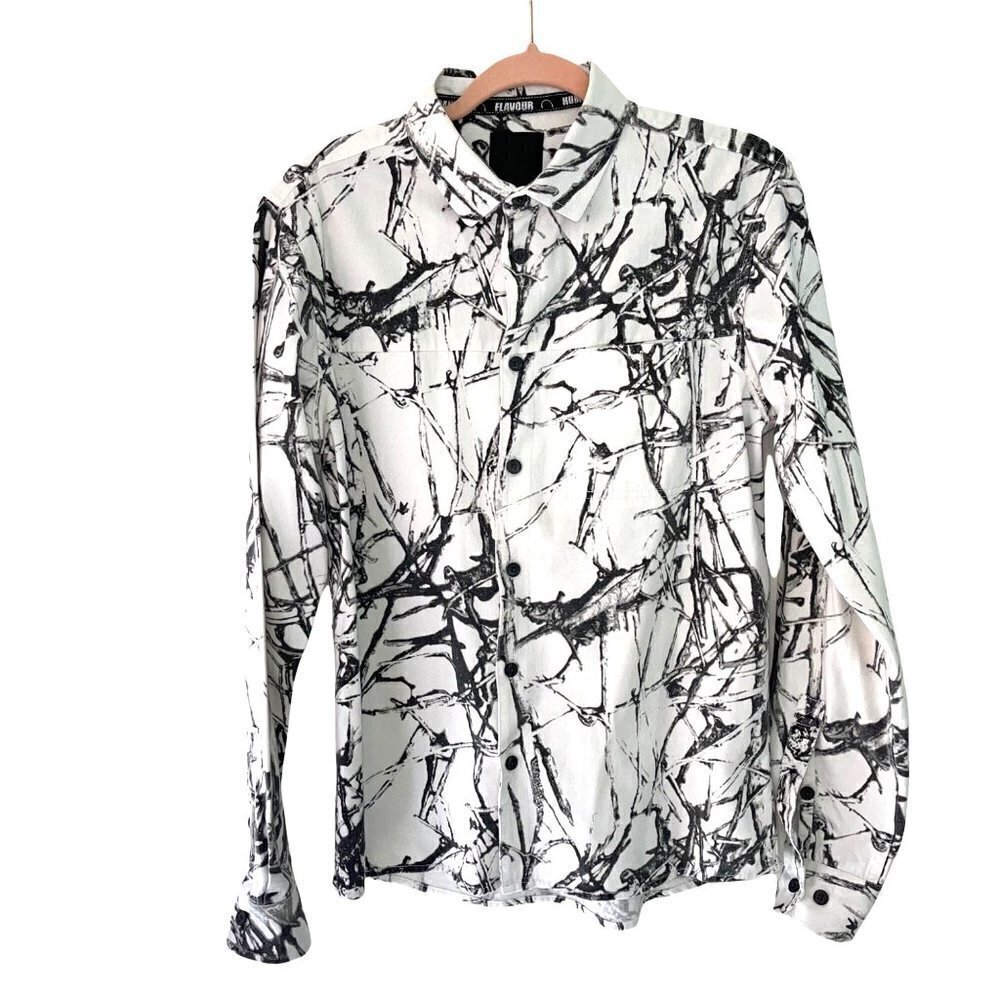 Humor The Danish Flavor Button Front Shirt Mens Size Medium M Graphic Print